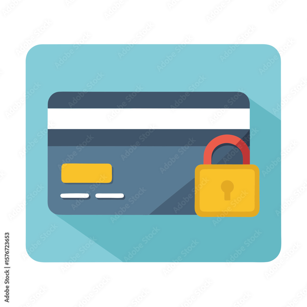 Obraz premium Secured Credit Card Vector Illustration Finance Security Icon