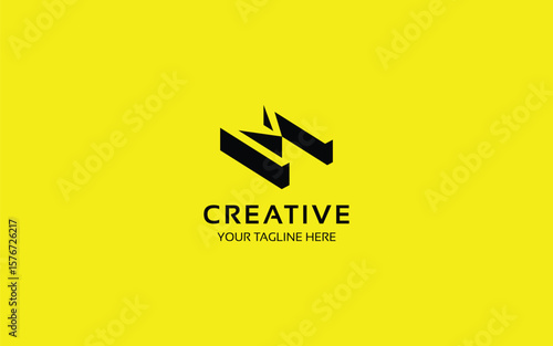 3D logo design template with letter M for your business or brand