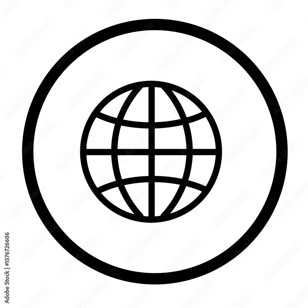 Simple Outline Planet Earth Globe inside Circle Shape Graphic Icon Simple Outline Planet Earth Globe inside Circle Shape Graphic Icon