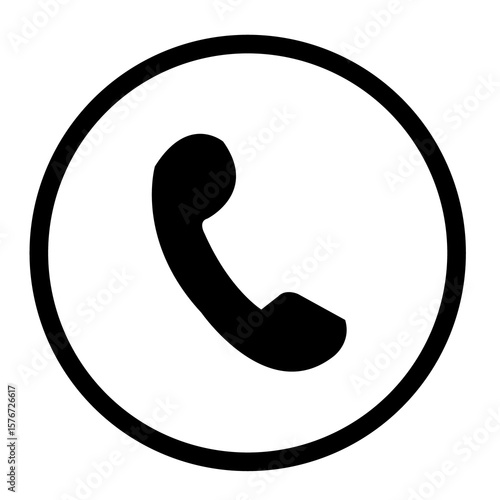 Simple Line Style Phone Receiver Inside a Circle Call Icon