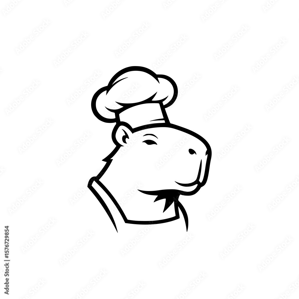 Obraz premium capybara chef restaurant logo vector illustration template design