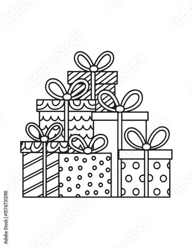 Cute kawaii Christmas Coloring Pages For Kids, Christmas illustration, Vectors line art, printable coloring pages, Christmas elements, winter, Christmas holiday