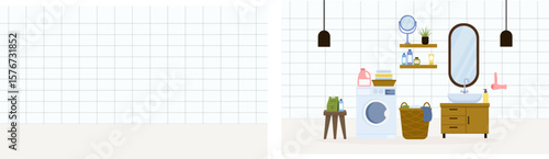 Laundry room with washer, sink, and storage in a modern home setting