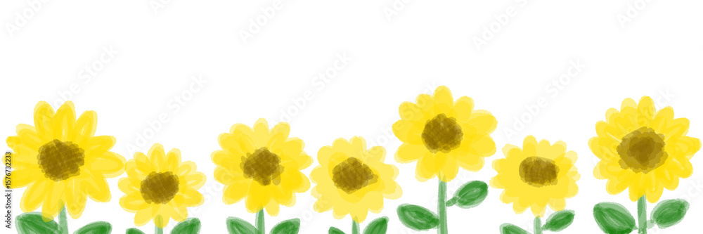 Fototapeta premium 夏カワイイ・ひまわりの装飾フレーム素材イラスト