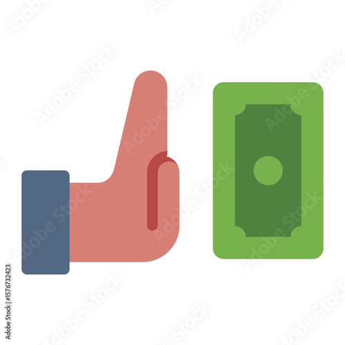 hand reject flat icon turning down corruption money flat icon