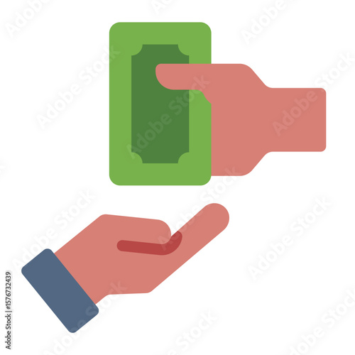 cash hand flat icon showing bribery corruption transaction flat icon
