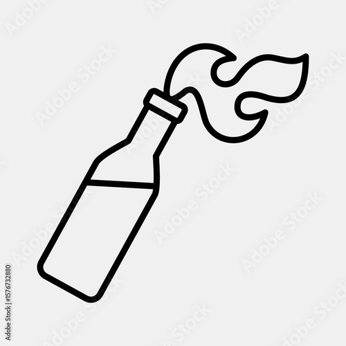 Icon molotov cocktails. Military and war elements. Icon in line style.