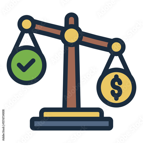 unfair balance filled line icon showing corruption justice abuse filled line icon