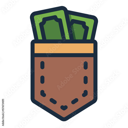 bribe pocket filled line icon showing hidden cash corruption filled line icon