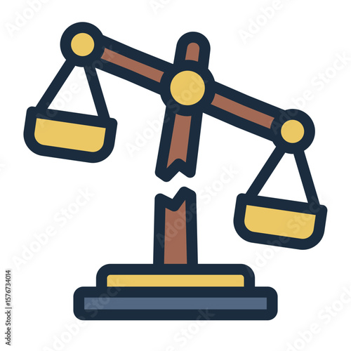 imbalance scale filled line icon for broken law corruption filled line icon