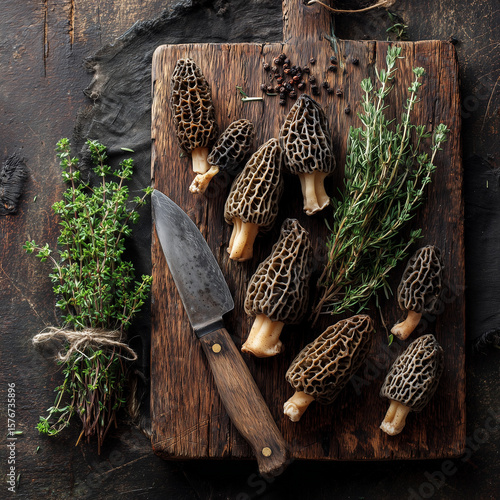 Fresh Morel Mushrooms with Culinary Herbs