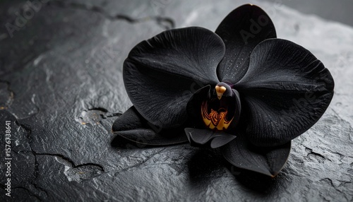 Elegant Black Orchid on White Background
