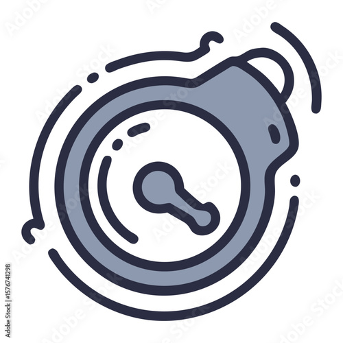 Stylized illustration of a circular keylock with motion lines, symbolizing security and protection