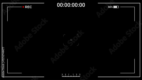 Recording video screen digital camera viewfinder black background timecode REC indicator focus target frame display