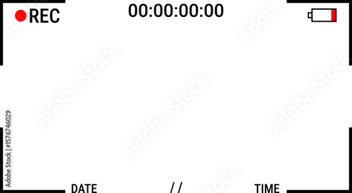 Digital camera recording video screen display showing timecode battery REC indicator frame rate