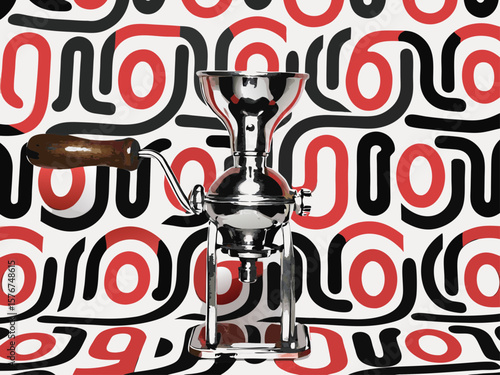 Vintage Coffee Grinder with Colorful Abstract Background for Culinary Blogs, Coffee Enthusiast Websites, Kitchen Decor, and Product Presentation  