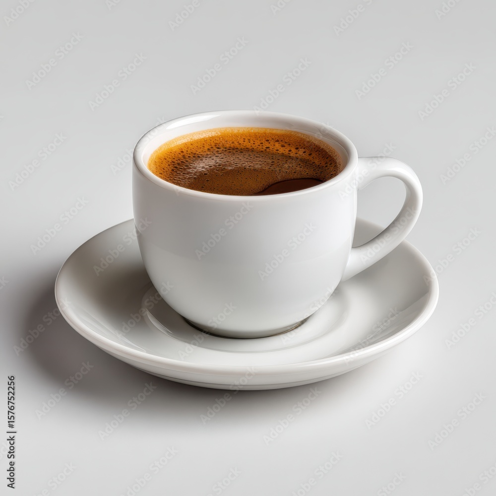 Ceramic cup filled with coffee on a saucer isolated on white background. Ceramic cup filled with coffee on a saucer isolated on white background.
