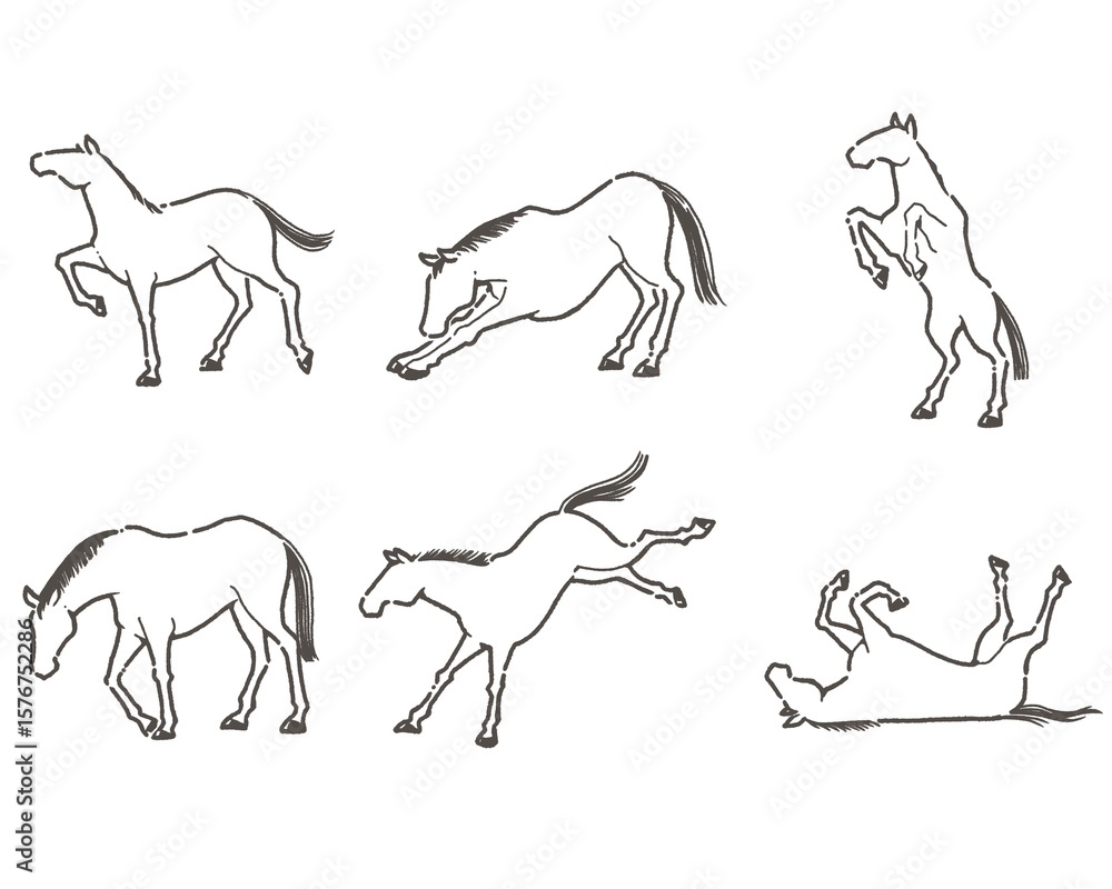 Fototapeta premium 手書きの馬のシルエット_2