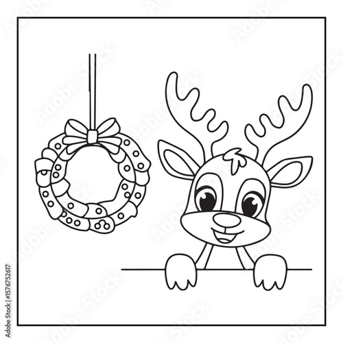 Christmas Coloring Book Pages, Kids, Adults, Teens, Black and white Drawing, Line Art, Vector Illustration, bold and easy, Coloring book, Coloring Pages, Printable Designs