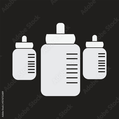 milk bottle vector illustration of a container equipped with a nipple that allows babies or small children to drink liquids, especially milk, by sucking.