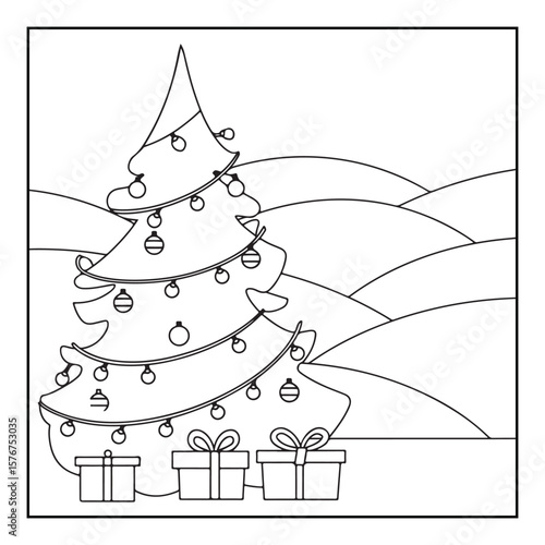 Christmas Coloring Book Pages, Kids, Adults, Teens, Black and white Drawing, Line Art, Vector Illustration, bold and easy, Coloring book, Coloring Pages, Printable Designs