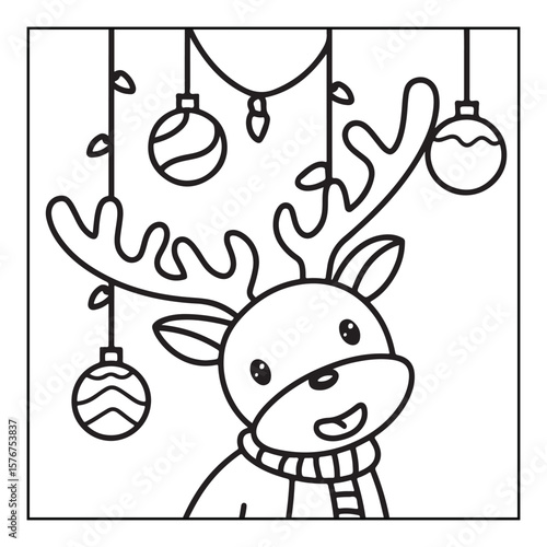 Christmas Coloring Book Pages, Kids, Adults, Teens, Black and white Drawing, Line Art, Vector Illustration, bold and easy, Coloring book, Coloring Pages, Printable Designs