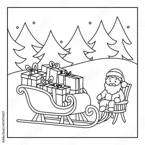 Christmas Coloring Book Pages, Kids, Adults, Teens, Black and white Drawing, Line Art, Vector Illustration, bold and easy, Coloring book, Coloring Pages, Printable Designs