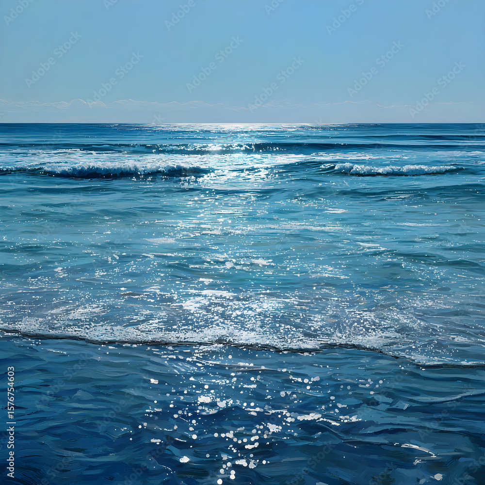 Fototapeta premium Eternal Blue: The Infinite Serenity and Power of the Vast Ocean Landscape