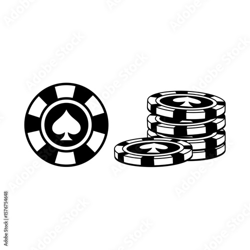 Poker chips. Spades. Casino chips. Chip vector icon isolated on white background. Vector icon for web application or UI. 