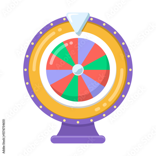Wheel of Fortune. Sign of good luck. Roulette luck spinning wheels flat casino icon. Vector illustration