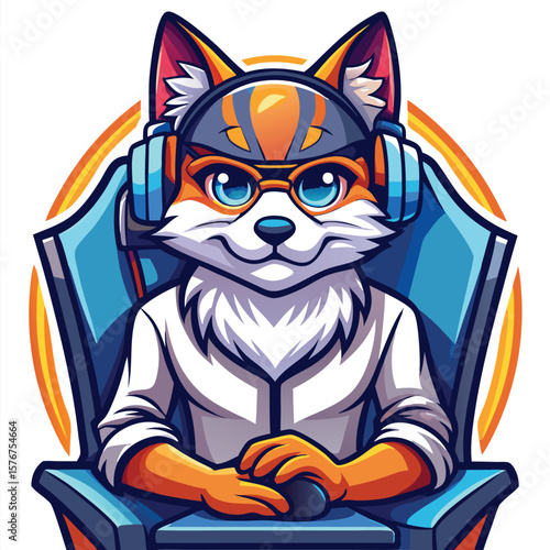 Fox gamer character in gaming chair