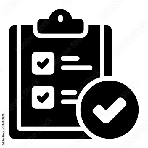 task done glyph icon for finished checklist project work