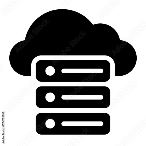 cloud server glyph icon for online task and data processing