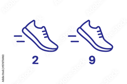 Shoes icons vector pack in black and blue colors