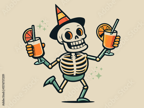 skeleton drinking mocktail
