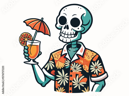 skeleton drinking mocktail