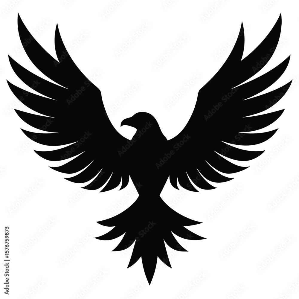 Obraz premium Stylized black eagle wings spread wide silhouette