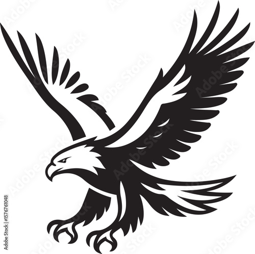 Eagle flight bold vector graphic, Majestic raptor flying in detailed design