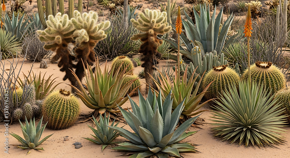 Fototapeta premium Desert Cactus and Succulent Garden.