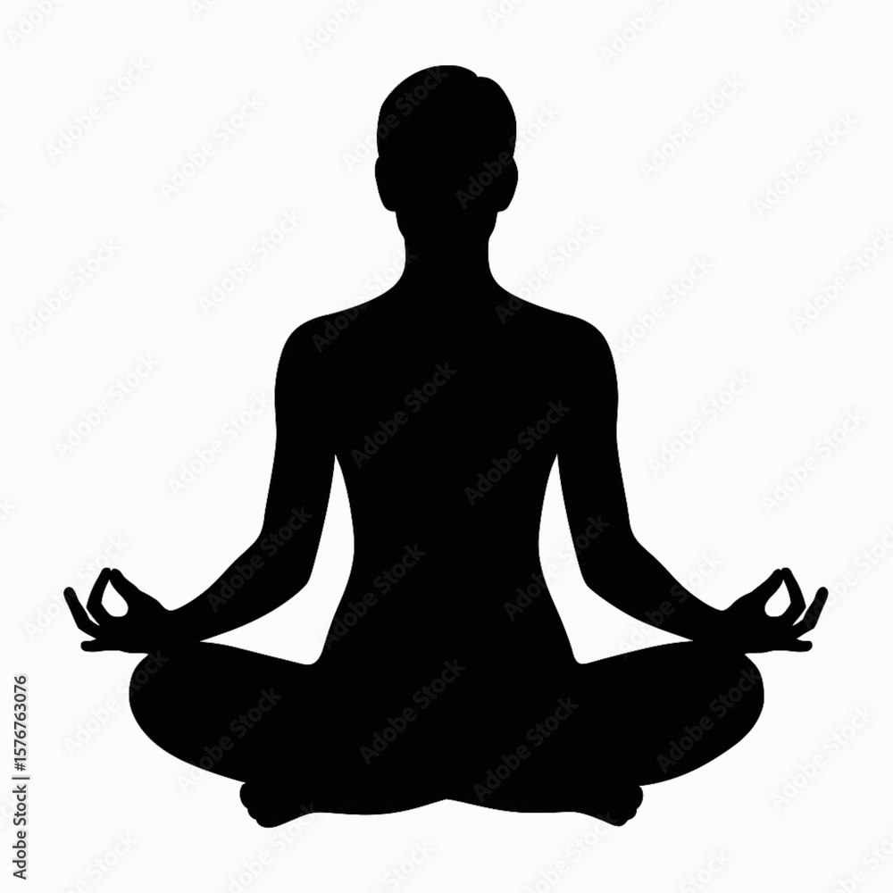 This calming silhouette shows a woman in a lotus pose meditating, hands in mudra. Perfect for yoga, wellness, mindfulness, and relaxation themes. Ideal for meditation art, health designs, and spiritua This calming silhouette shows a woman in a lotus pose meditating, hands in mudra. Perfect for yoga, wellness, mindfulness, and relaxation themes. Ideal for meditation art, health designs, and spiritua
