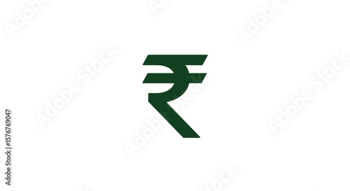 Forest Green Indian Rupee Symbol with Two Horizontal Lines.
