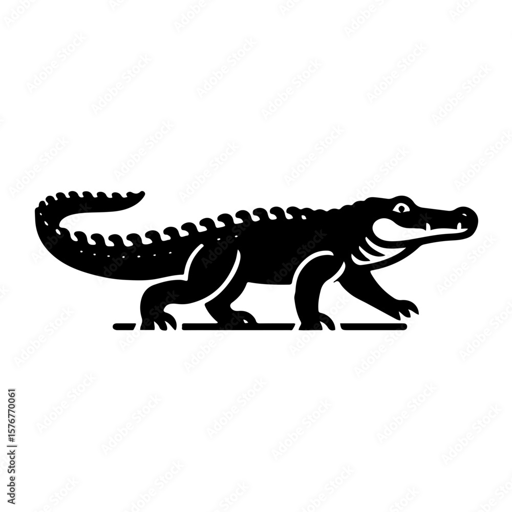 Fototapeta premium Side View Crocodile Line Art