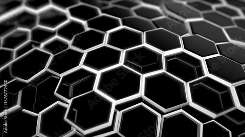 Abstract black and white background hexagon