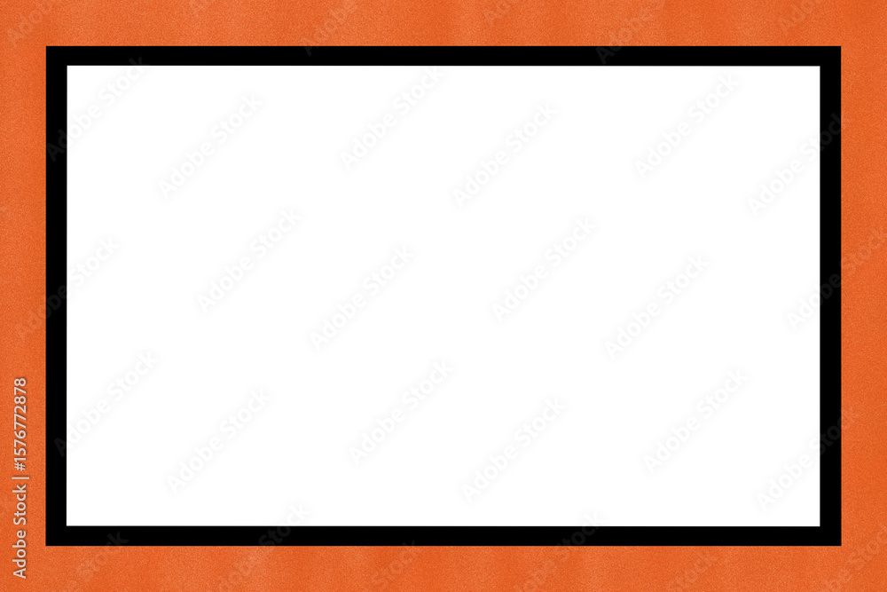 Obraz premium Orange & black shiny glowing frame border isolated on transparent background. Luxury orange black realistic frame design illustration