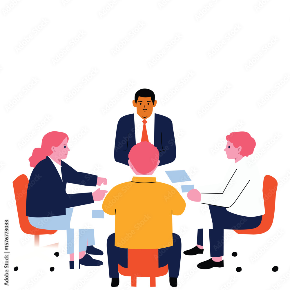 Fototapeta premium Discussion With Diverse Colleagues in Professional Setting