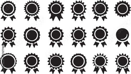 Collection of Award Ribbons and Medals Silhouette Depicting Achievement, Recognition, Honor, and Distinctive Excellence.