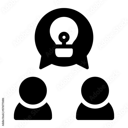 team glyph icon for creative design thinking session