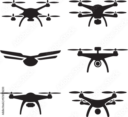 Modern Drone Silhouette

QuadCopter Flying Silhouette

Aerial Drone Vector Design

Remote Control Drone Illustration

Drone Photography Silhouette