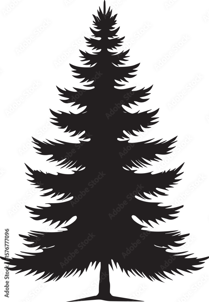 Obraz premium flat pine tree logo, simple clean, black, vector illustration