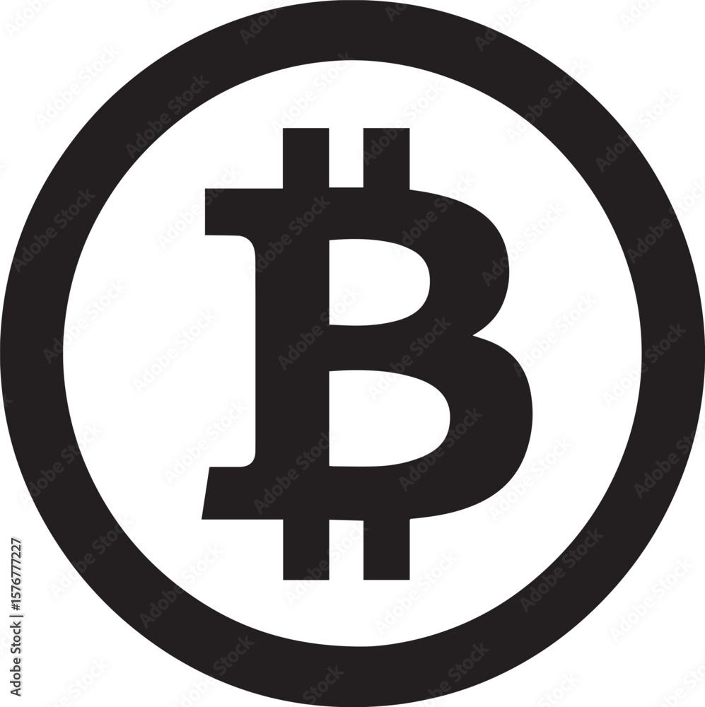 simple minimalistic icon of Bitcoin icon black vector illustration simple minimalistic icon of Bitcoin icon black vector illustration